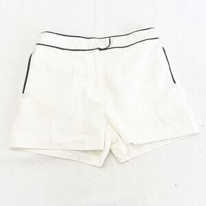 Commense Cotton/Linen White Short Gray Piping Outline Pockets SIze L